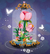 Building Blocks Flowers Educational Toys Bausteine Blume Flower Building Block Set with Lighting