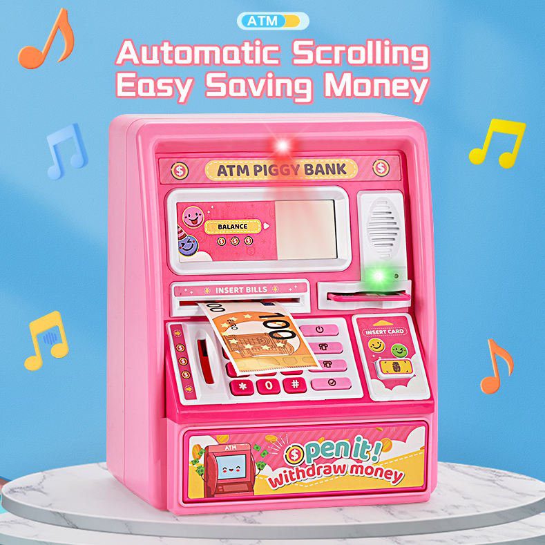 La muchacha de China del fabricante del juguete juega el juguete de la caja de ahorros del cajero automático de los juguetes de la mini hucha de la caja de dinero de los nuevos niños - Imagen 5