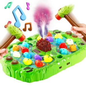 Toy Distributor China New Electronic Plastic 2 Hammers Pounding Dinosaur Whack A Mole Hamster Game Machine Toys with Spray Lights