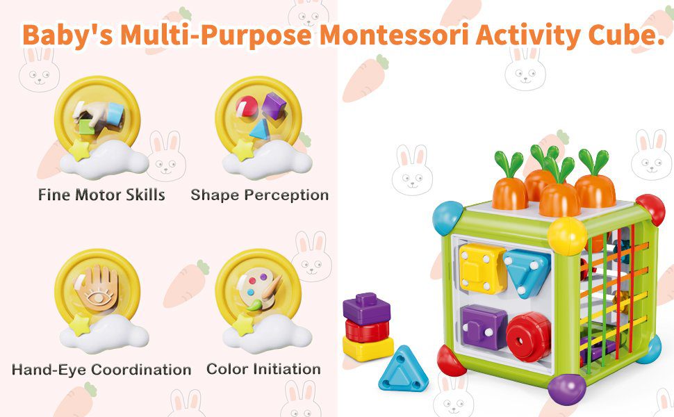 Toy Supply Chain New Baby Early Development Educational Montessori Shape Sorter Colorful Cube Activity Cube Toys - Image 5