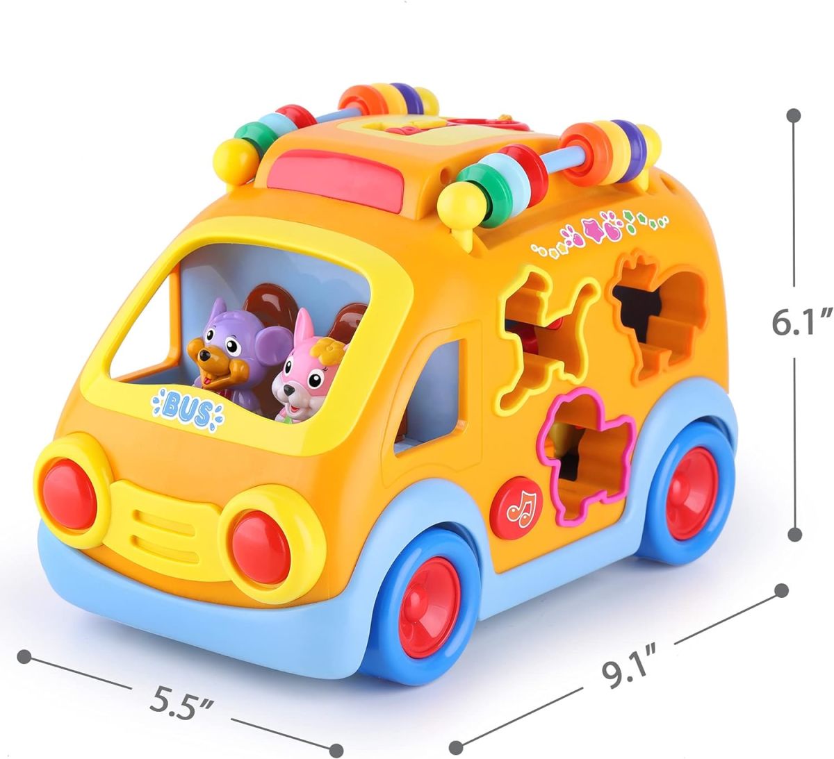 Großhandelsspielzeugpreis Babybus Spielzeug Cartoon Musical Learning Toy Car Educational Baby Bus Spielzeug mit Tierblöcken Form kürzere feinmotorische Fähigkeiten - Bild 2