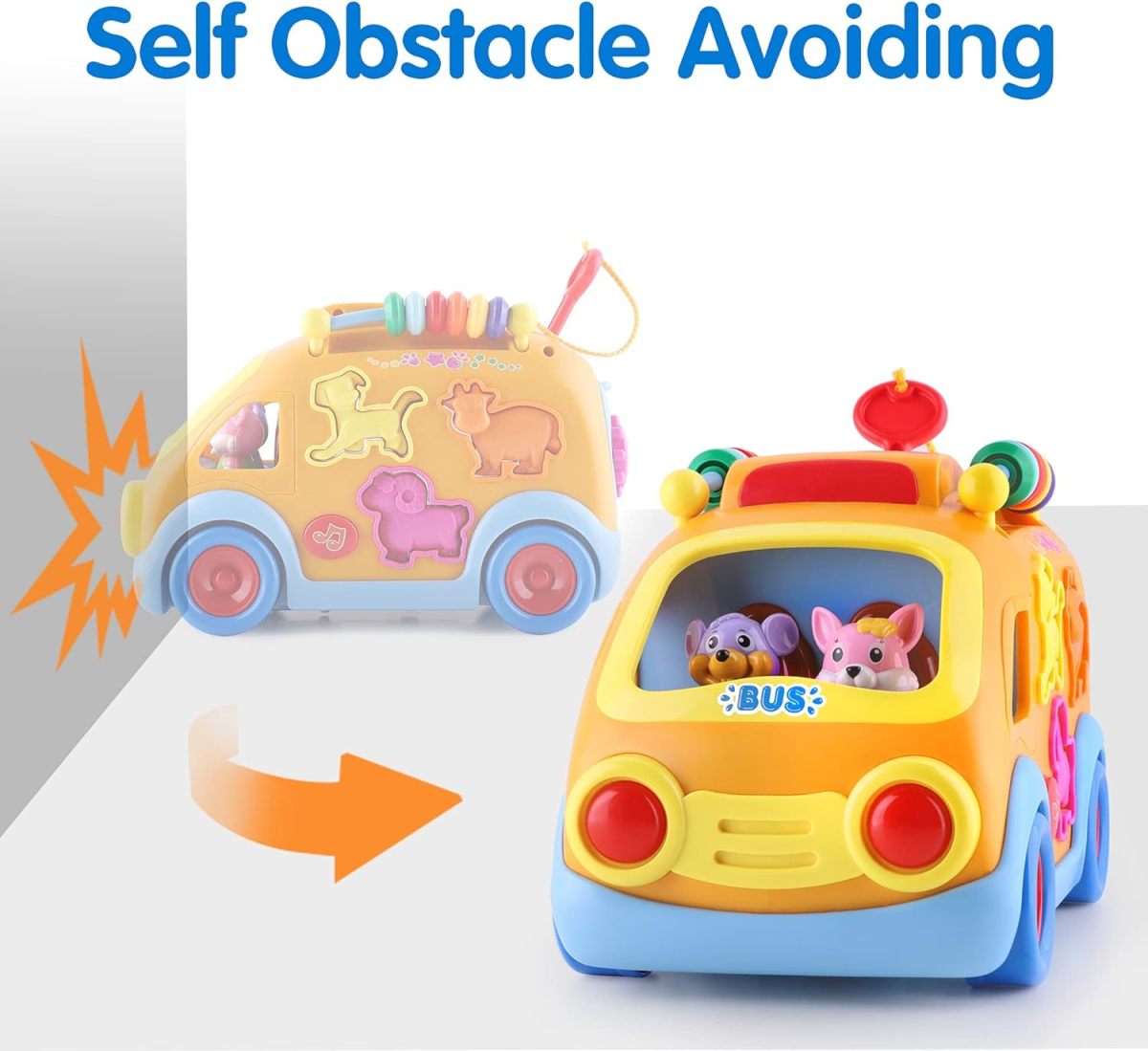 Großhandelsspielzeugpreis Babybus Spielzeug Cartoon Musical Learning Toy Car Educational Baby Bus Spielzeug mit Tierblöcken Form kürzere feinmotorische Fähigkeiten - Bild 3