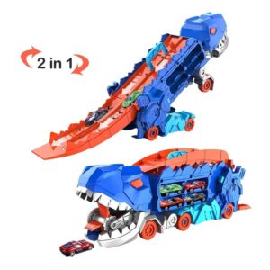 Toy Exporter China Swallowing Alloy Car Deformable Dino Carrier Toy Cars Transport Track Dinosaur Truck Storage Vehicle Toy for Kids