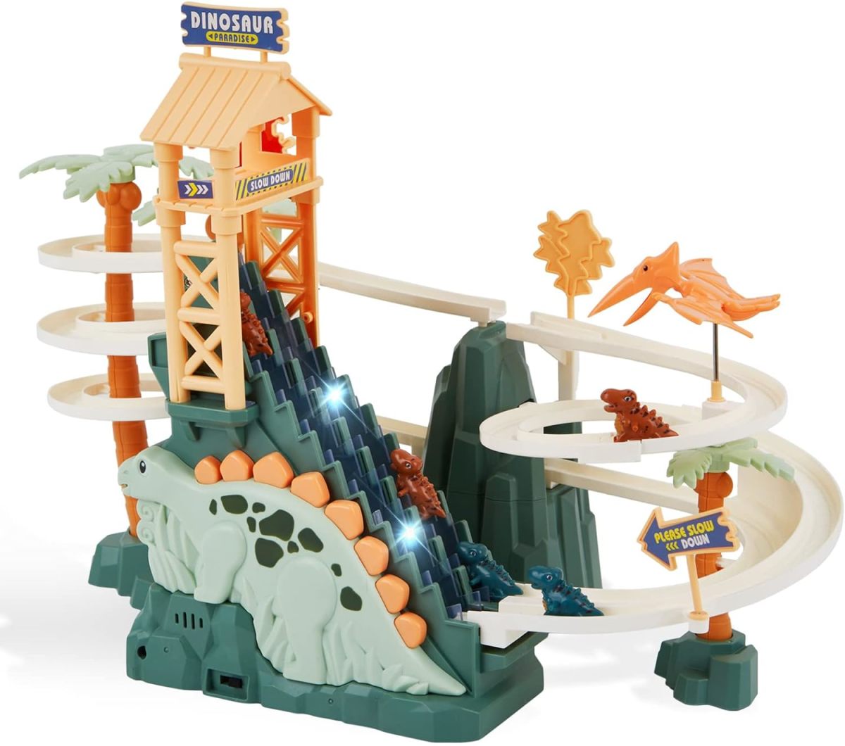 Dinosaur Slot Track Light Up Music Stairs Toy