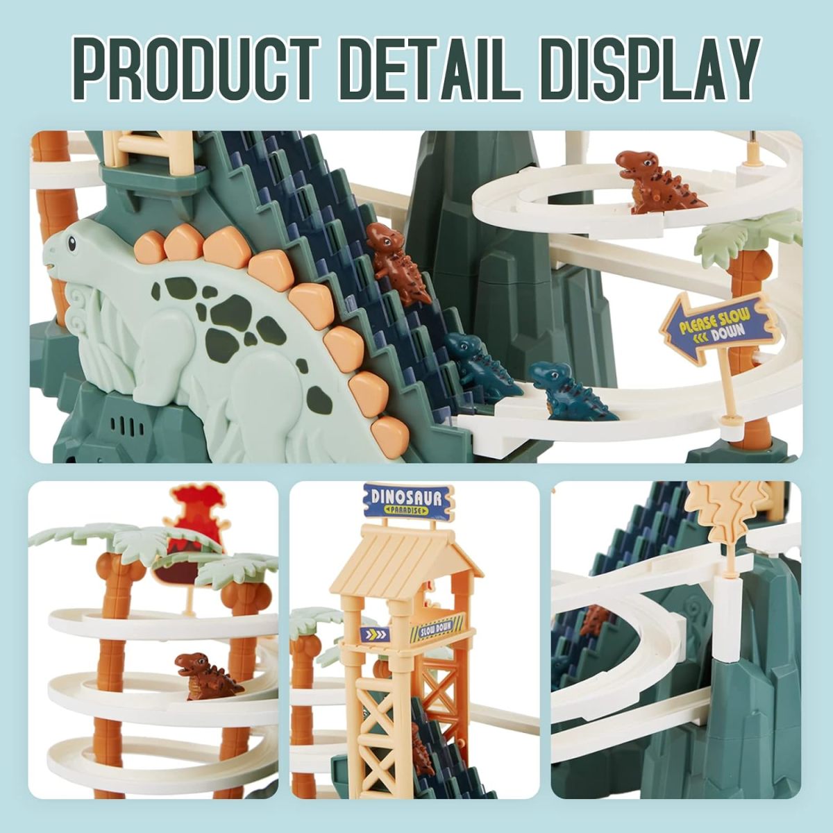 Dinosaur Slot Track Light Up Music Stairs Toy - Imagem 3