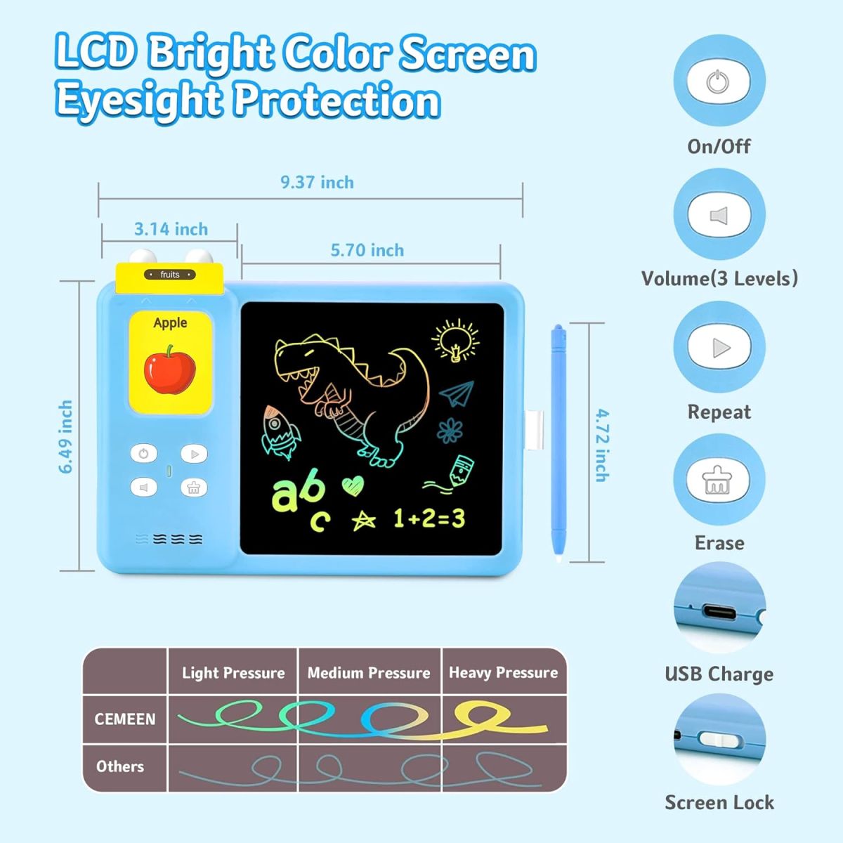 Tablet de desenho e escrita lcd 2 em 1 por atacado com cartões flash falantes em inglês - Imagem 2