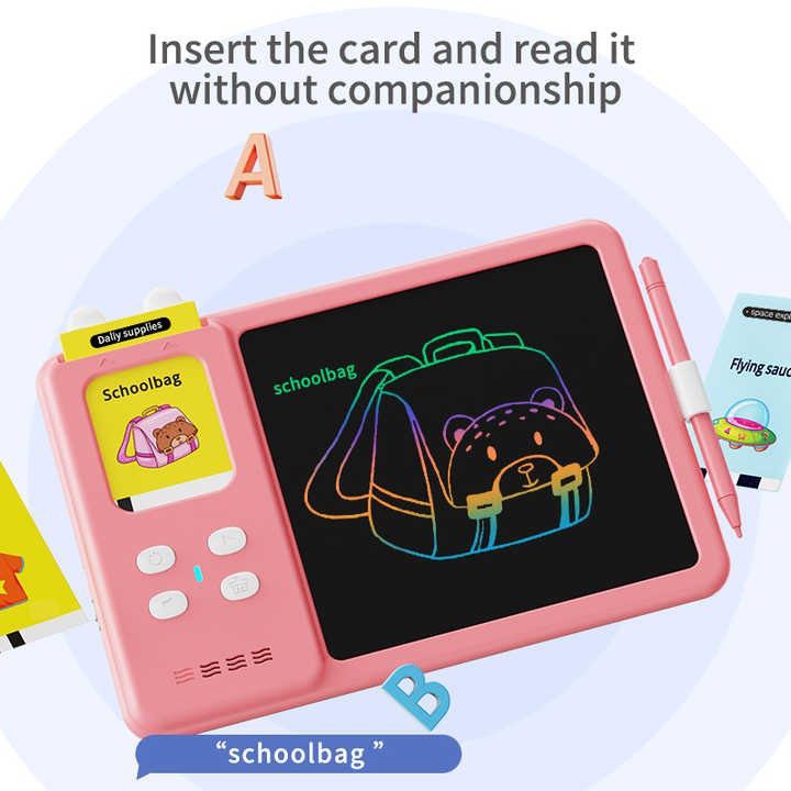 Tablet de desenho e escrita lcd 2 em 1 por atacado com cartões flash falantes em inglês - Imagem 6