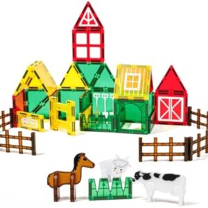 Factory Direct Toy Prices Kids Educational Diy Assembly Colorful 46Pcs Magnetic Tile Farm Animals Construction Blocks Toys Set