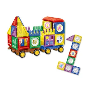 El precio de fábrica juega a los niños que aprenden temprano los bloques de construcción de la construcción 3D entrenan los juguetes magnéticos de las tejas fijados 72 piezas