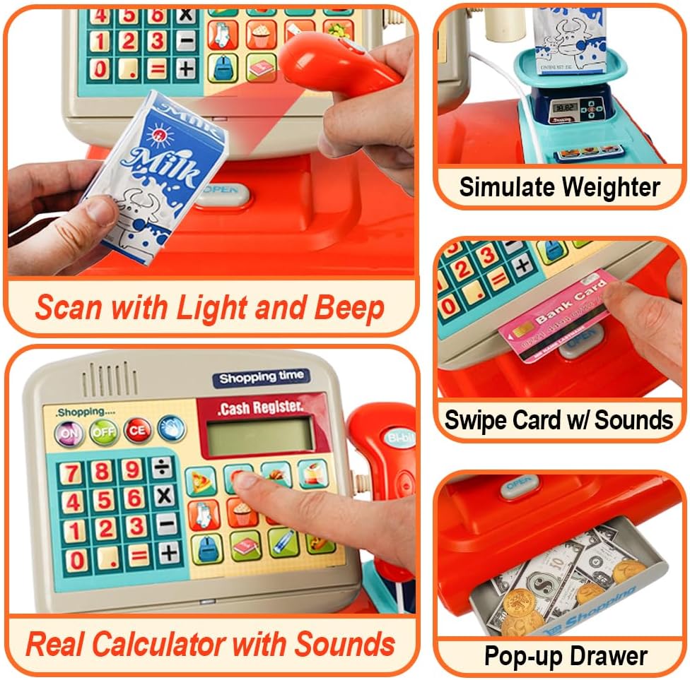 Toy Industry Partner Pretend Play Preschool Supermarket Toy Electronic Cashier Machine Cash Register Toy for Kids - Image 2
