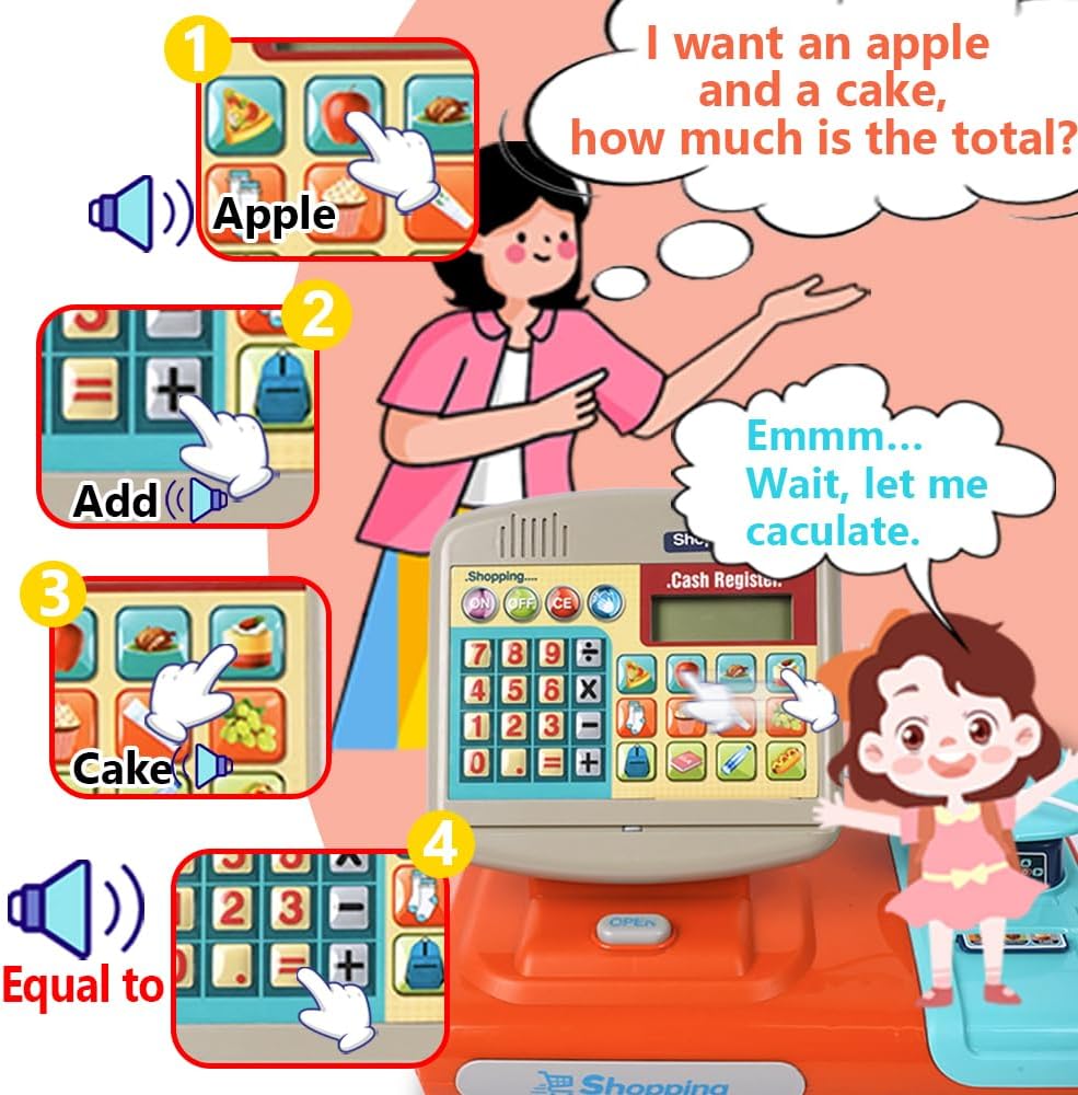 Toy Industry Partner Pretend Play Preschool Supermarket Toy Electronic Cashier Machine Cash Register Toy for Kids - Image 3