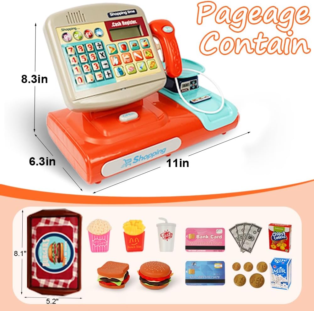 Toy Industry Partner Pretend Play Preschool Supermarket Toy Electronic Cashier Machine Cash Register Toy for Kids - Image 4