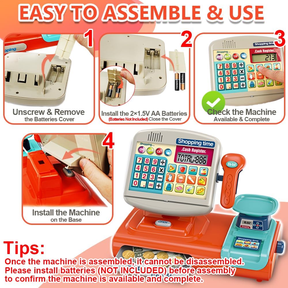 Toy Industry Partner Pretend Play Preschool Supermarket Toy Electronic Cashier Machine Cash Register Toy for Kids - Image 5