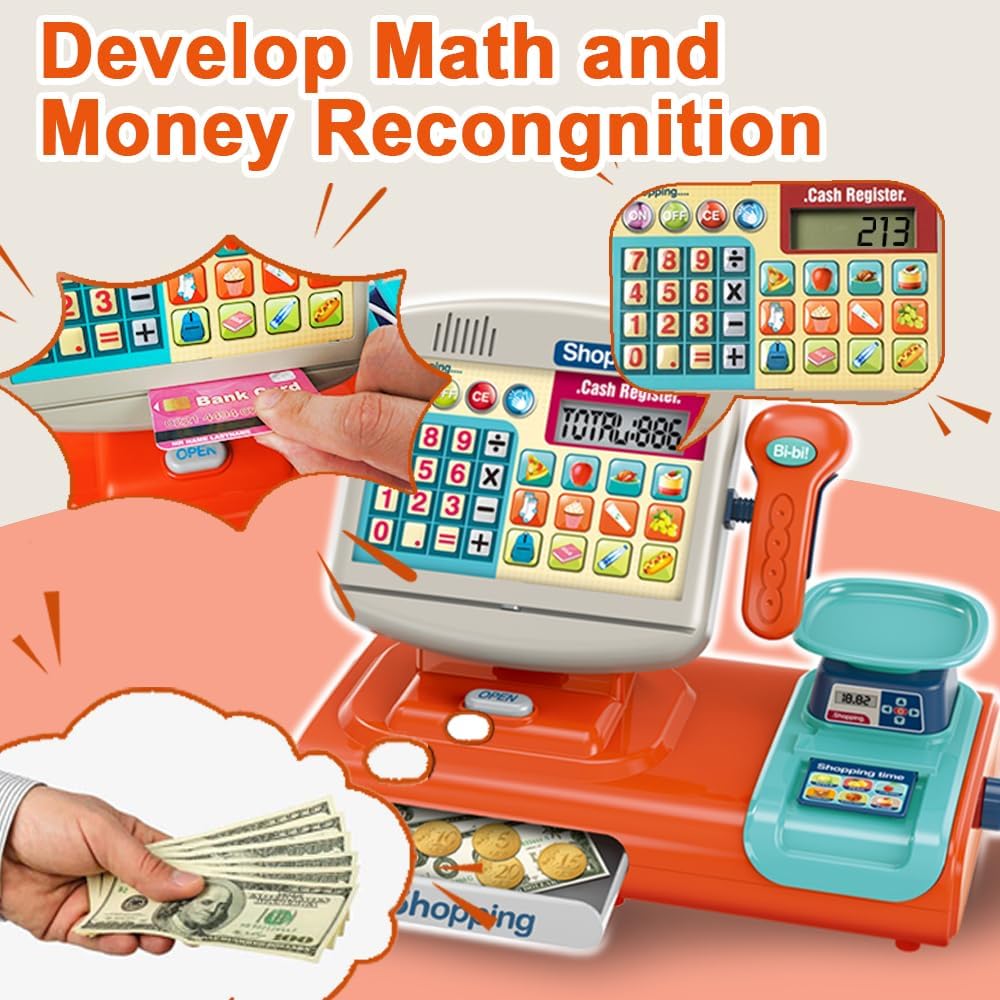 Toy Industry Partner Pretend Play Preschool Supermarket Toy Electronic Cashier Machine Cash Register Toy for Kids - Image 6