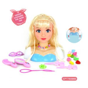 Plastic Pretend Play Doll Head Hairdressing Accessories Toy Set
