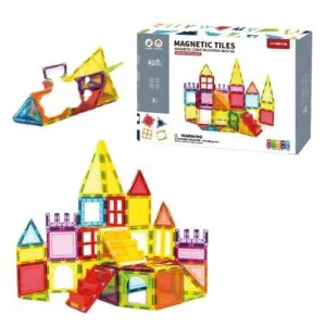 Fabricante de juguetes de China, juguetes educativos para niños pequeños, juego de bloques magnéticos 3D DIY, azulejos de bloques de construcción magnéticos transparentes para niños
