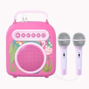 Brinquedos oem china brinquedo cantando instrumentos musicais microfone alto-falante som bebê bluetooh karaokê máquina para crianças com 2 Microfone