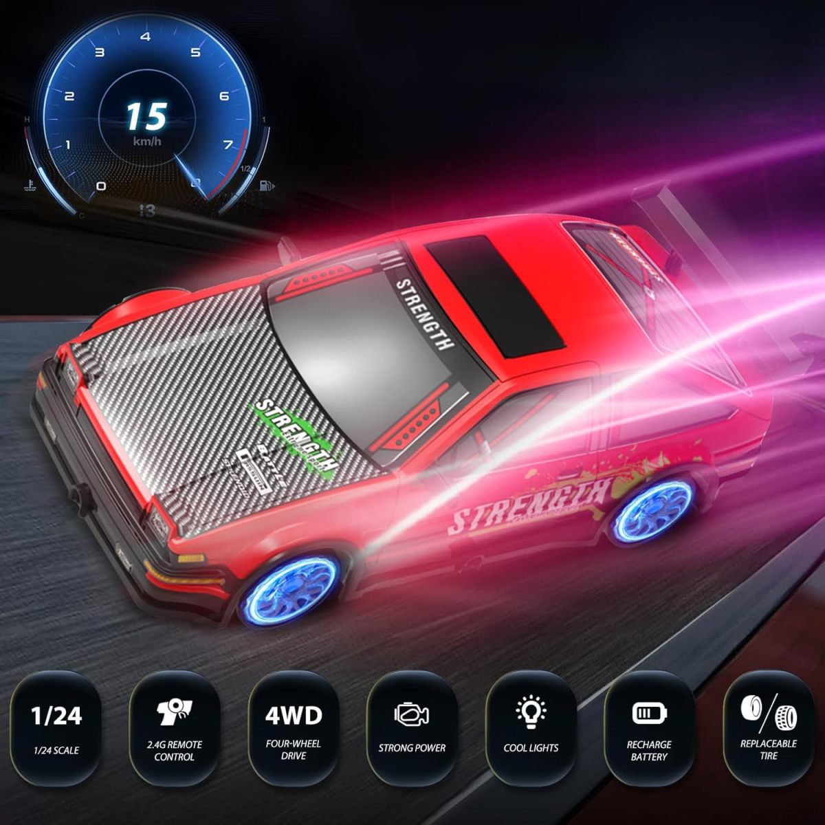 Brinquedos com preços em massa 1:18 Escala RC Drift Car Electric Remote Control Car Gaming 4WD RC Racing Car Toys Gifts for Children - Imagem 2