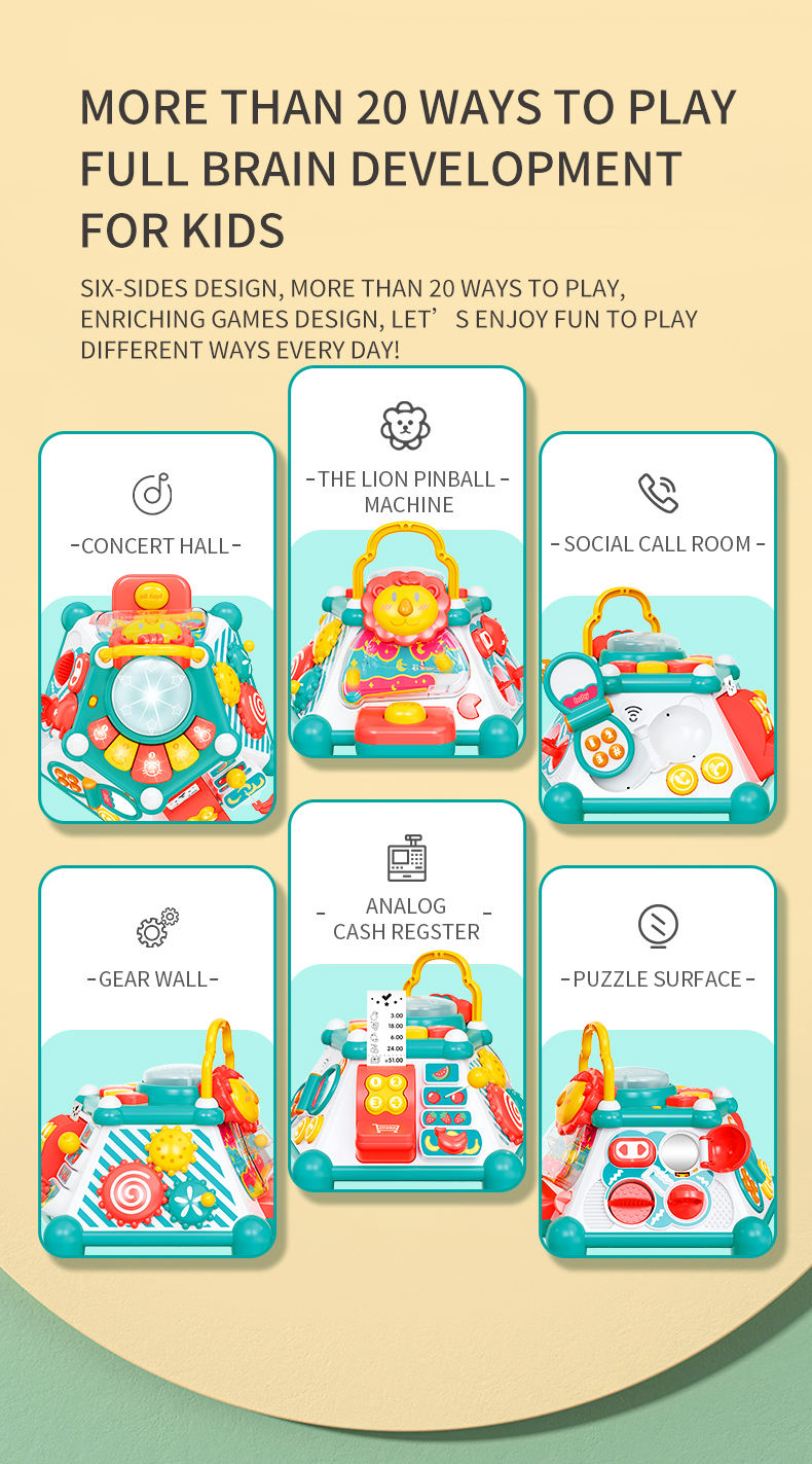 Los mejores precios de juguetes China, rompecabezas multifunción de aprendizaje temprano para bebés, juego hexaedro, cubo de actividades educativo para niños, juguetes musicales para niños pequeños - Imagen 3
