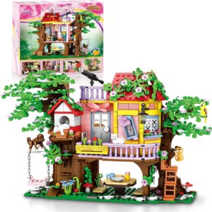 Bulk Toy Orders Hot Educational Toy Block 840 Pcs Forest Tree House Block Brick Bird Cat Figure Treehouse Mini Building Brick Set
