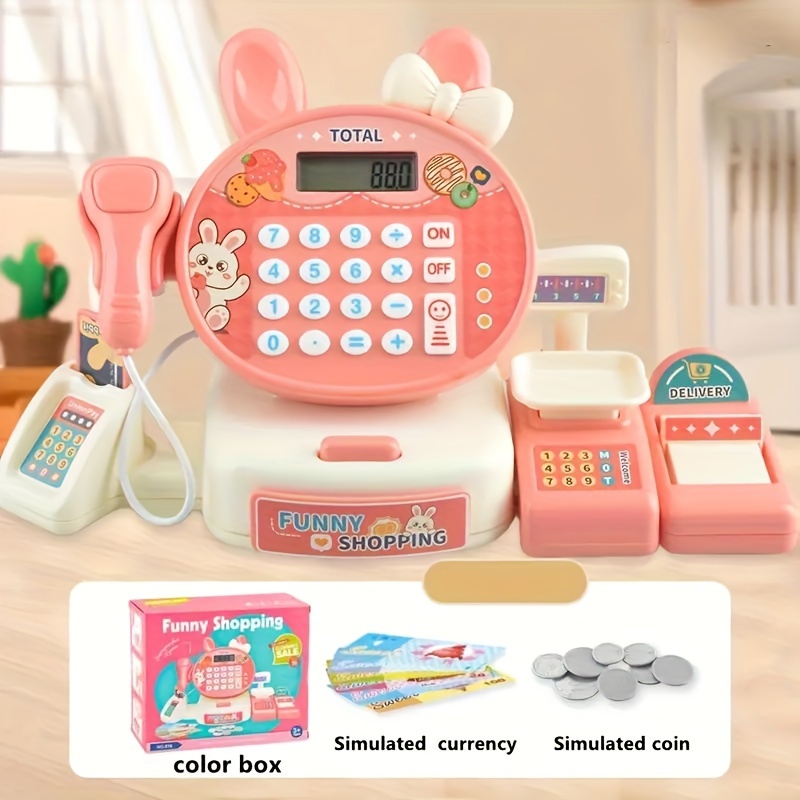 Safe Toys China, calculadora electrónica rosa de alta calidad para compras en supermercado, caja registradora, juego de juguetes para niños - Imagen 3
