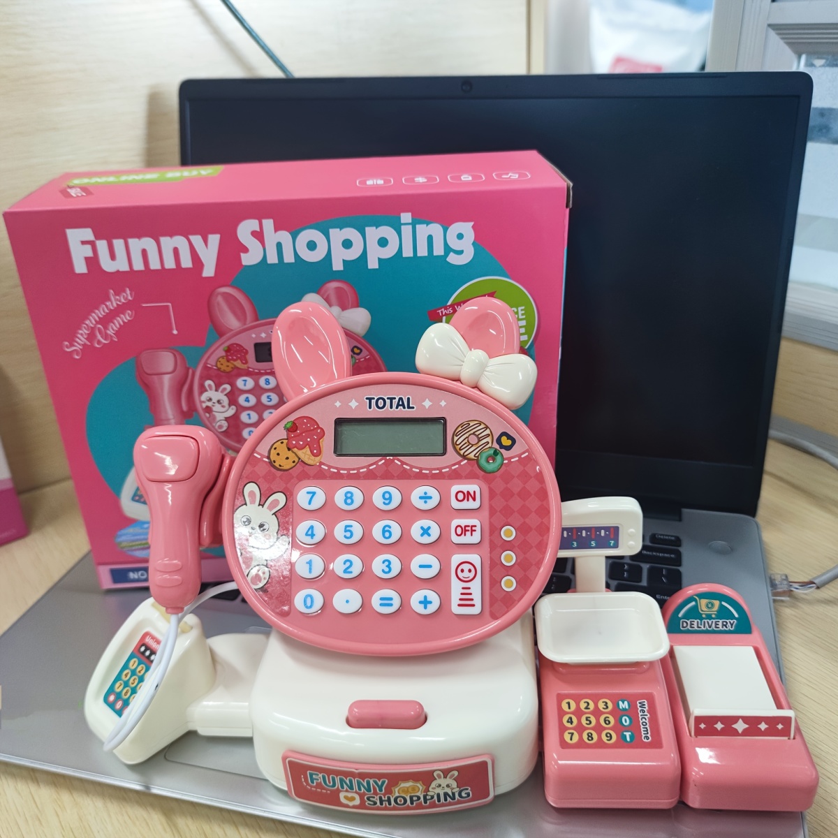 Safe Toys China, calculadora electrónica rosa de alta calidad para compras en supermercado, caja registradora, juego de juguetes para niños - Imagen 6
