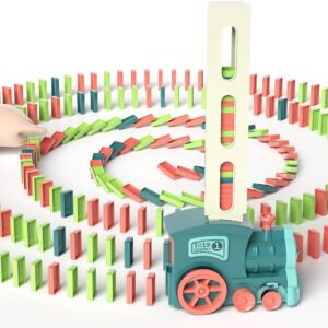 Custom Kids Games Electric Automatic Dominoes Stacking Creative Game Jouet Domino Train Toy Set