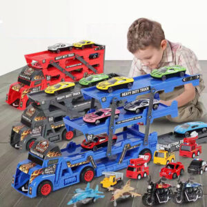 Toy Cars Hot Sell Metal Diecast Model Cars Freewheel Truck Set 8 Pcs Semi Trailer Truck Carrier Truck