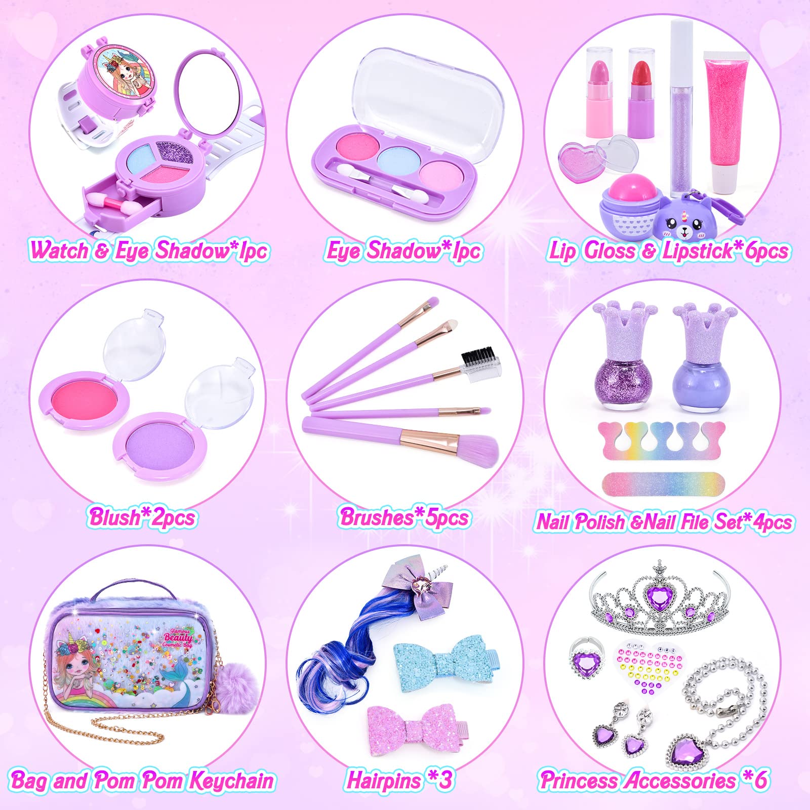 Vollständiger Verkauf Bio-Kinder-Prinzessin-Make-up-Set, Meerjungfrau-Make-up-Set für Mädchen - Bild 4