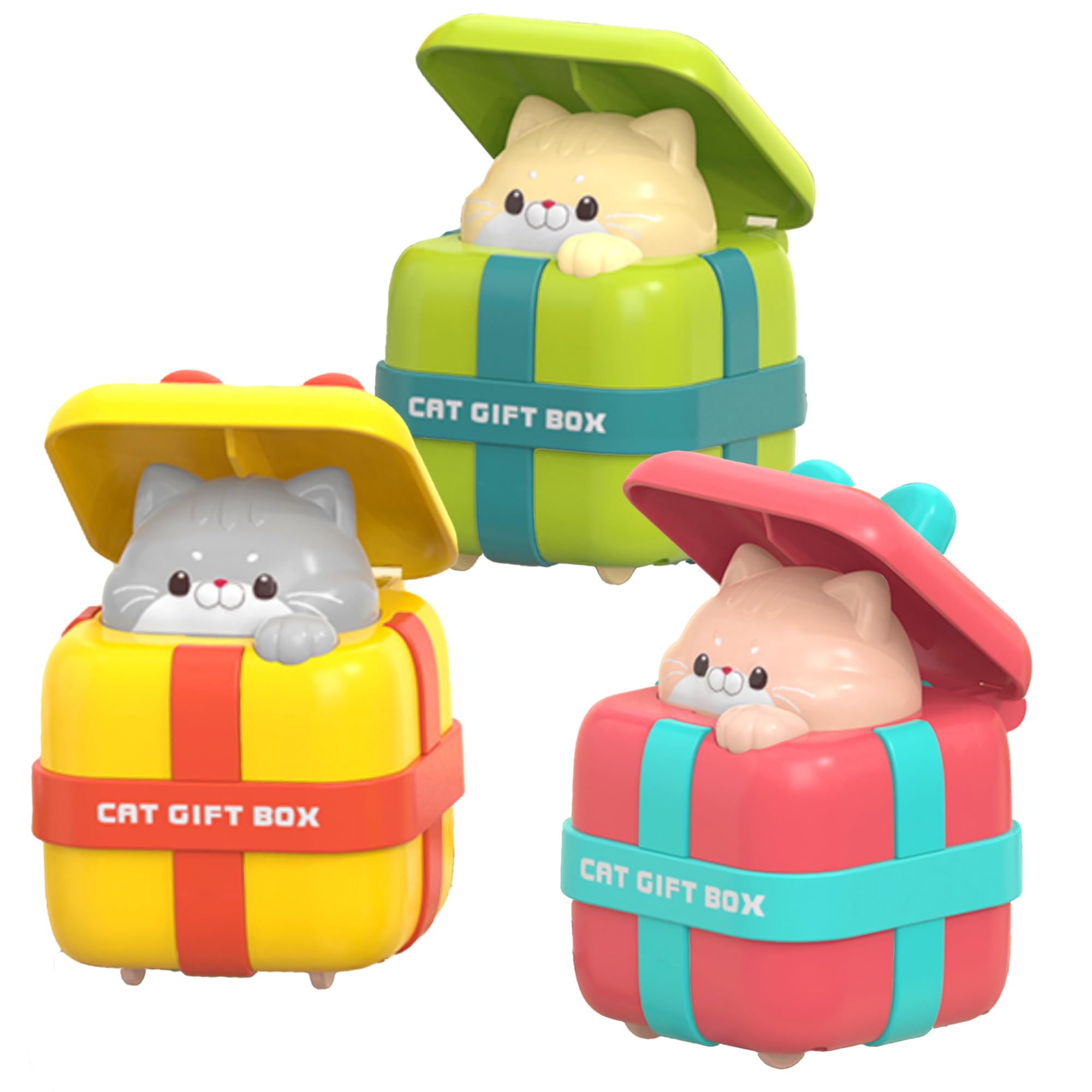 Babyspielzeug, Auto, anderes Reibungsspielzeug, Fahrzeug, Press and Go, Cartoon-Katze, Geschenkbox, Autos