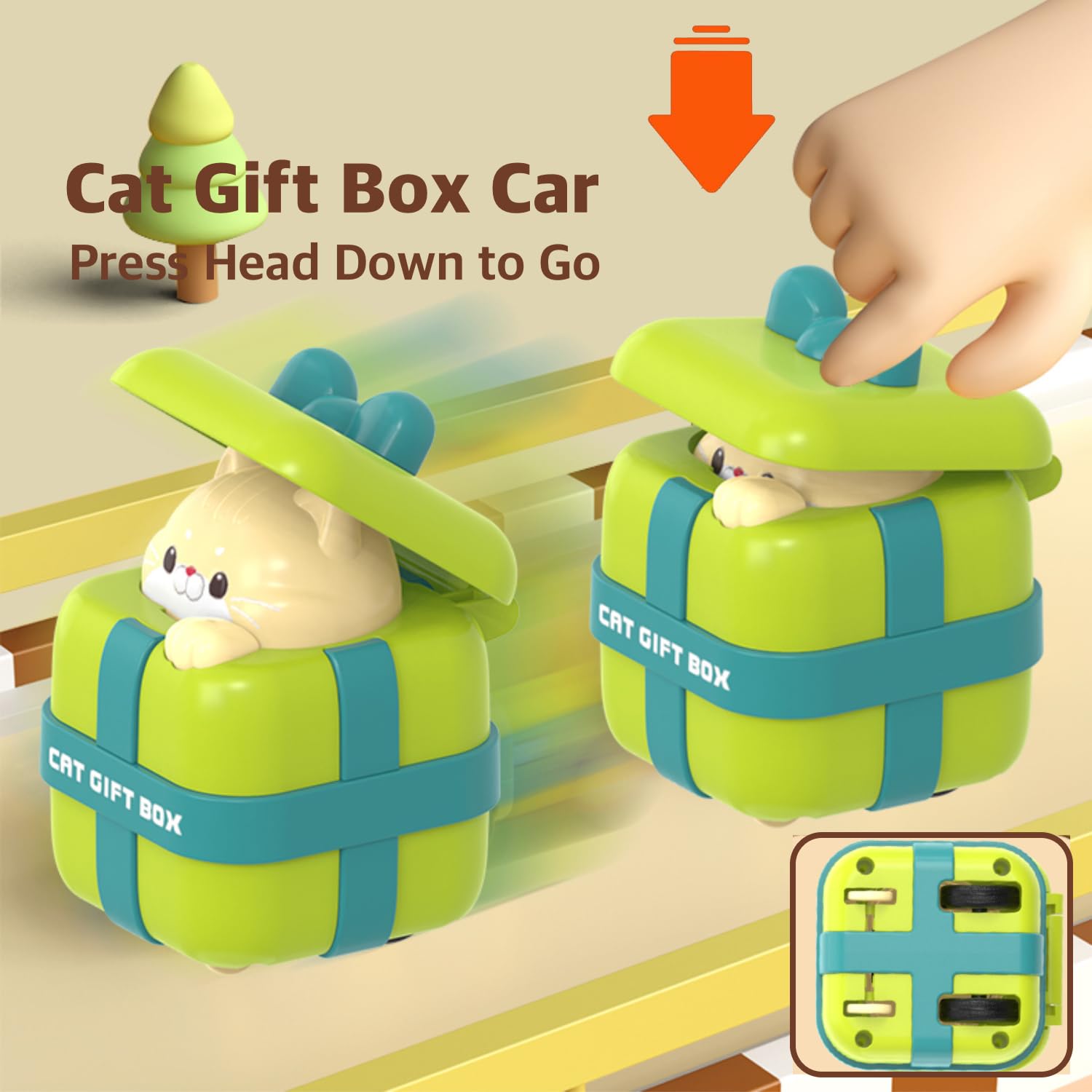 Babyspielzeug, Auto, anderes Reibungsspielzeug, Fahrzeug, Press and Go, Cartoon-Katze, Geschenkbox, Autos - Bild 3