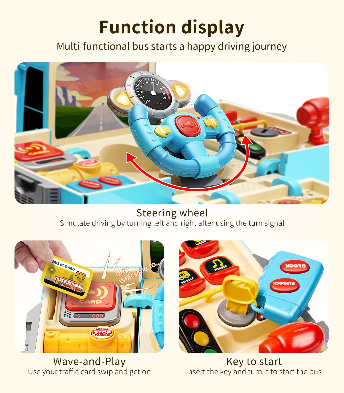 Wholesale Deformation School Bus Pretend Play Driving Simulator Car Toy - Bild 2