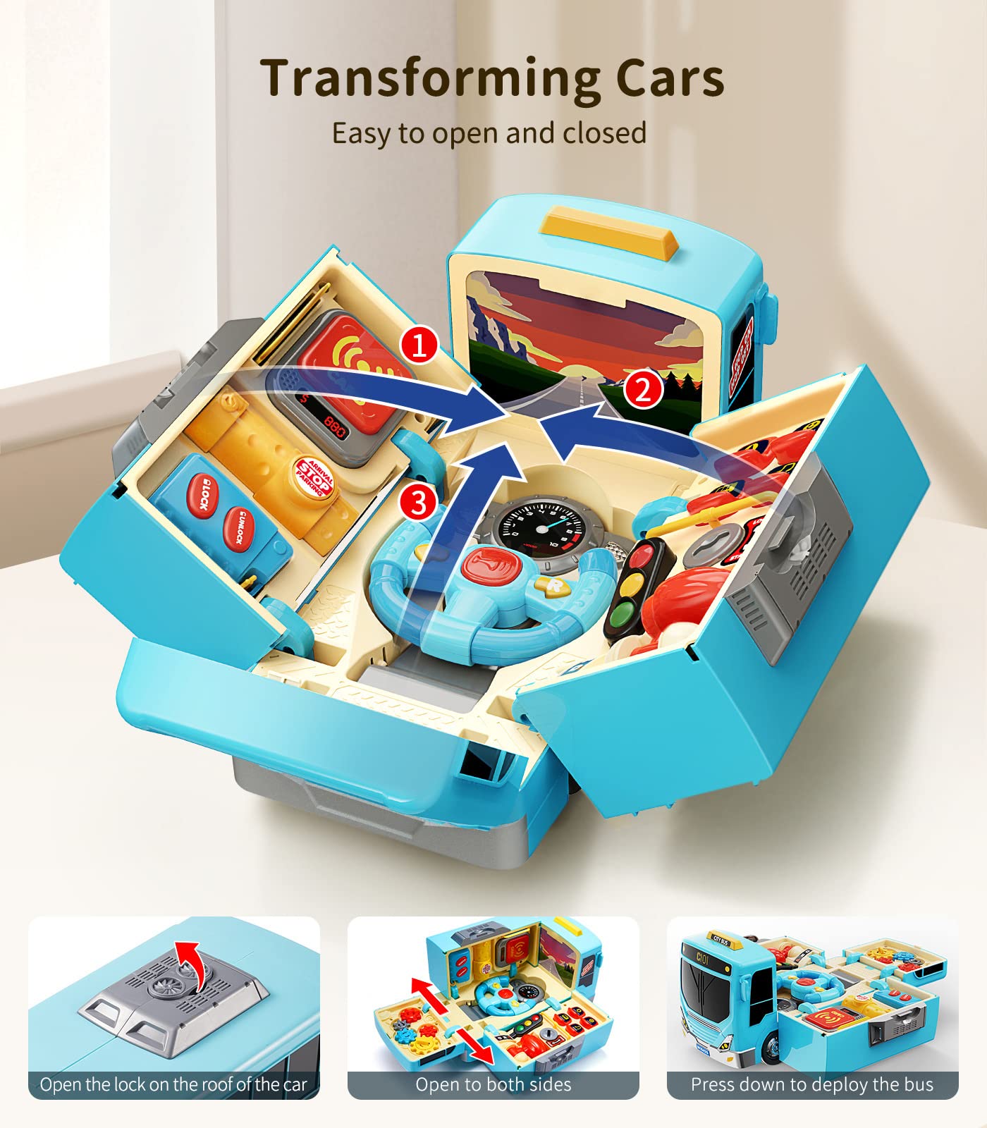 Wholesale Deformation School Bus Pretend Play Driving Simulator Car Toy - Bild 3