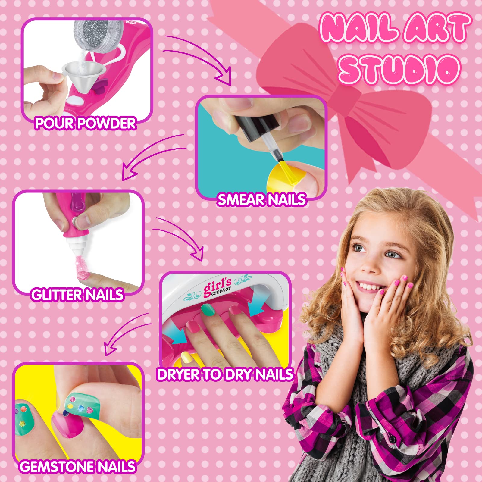 Wholesale Pretend Play Kids Nail Polishing Game Beauty Nail Machine Kids Makeup Sets Toy - Bild 6