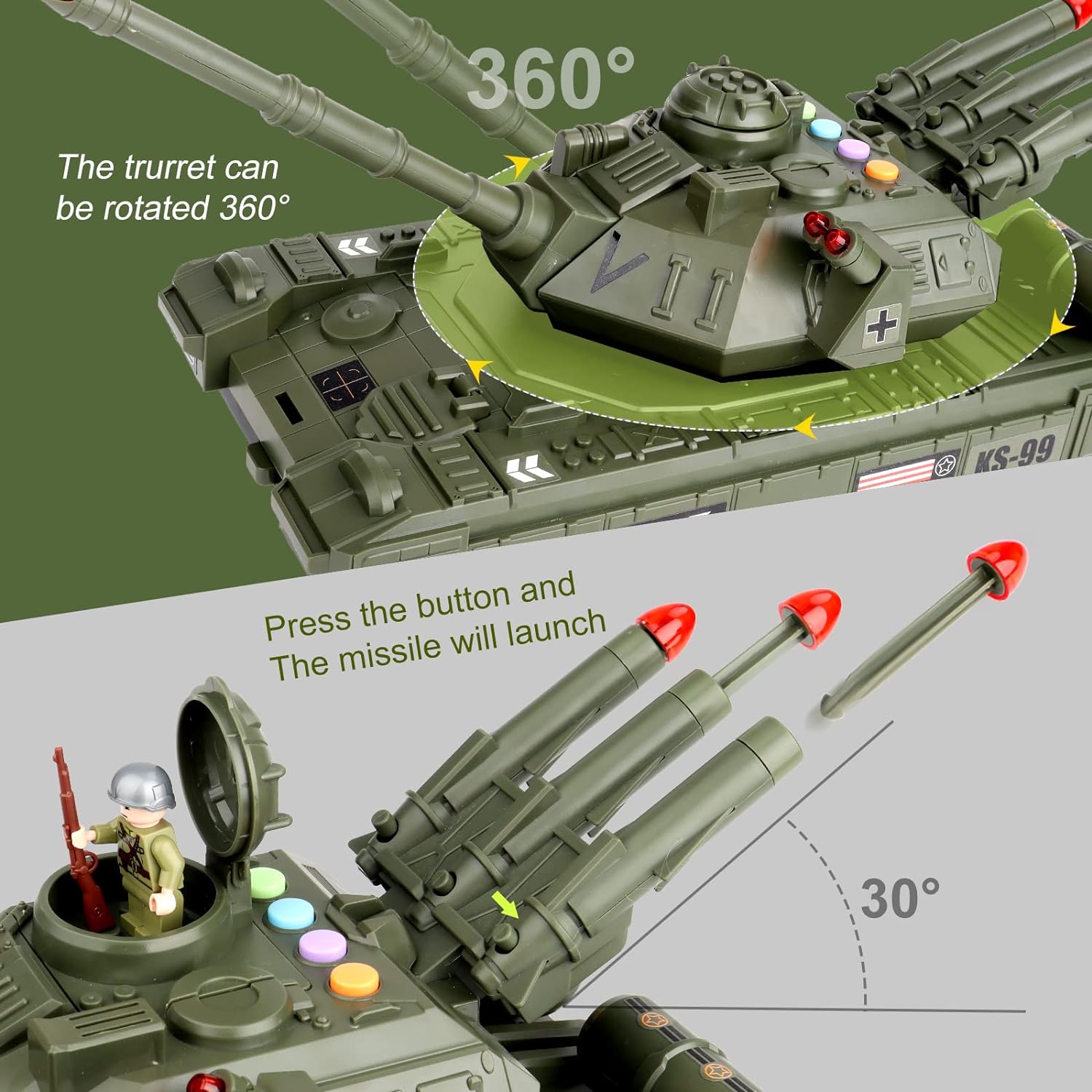 Military Toys Set Big Toy Diecast Army Tank Toy for Kids - Bild 4