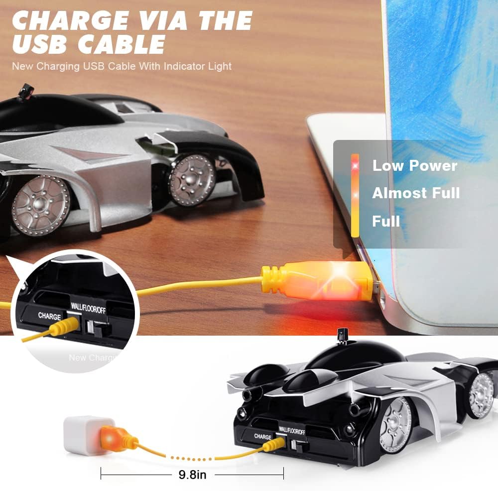 Anti gravidade carro de corrida zero gravidade carro controle remoto parede escalada sprint rc carro brinquedos para menino - Imagem 3
