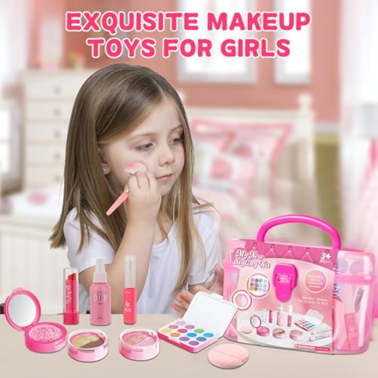 Umweltfreundliches, hochwertiges waschbares Kinder-Make-up-Spielzeug für Mädchen, Kinder-Kosmetik-Spielzeug-Make-up-Set - Bild 2
