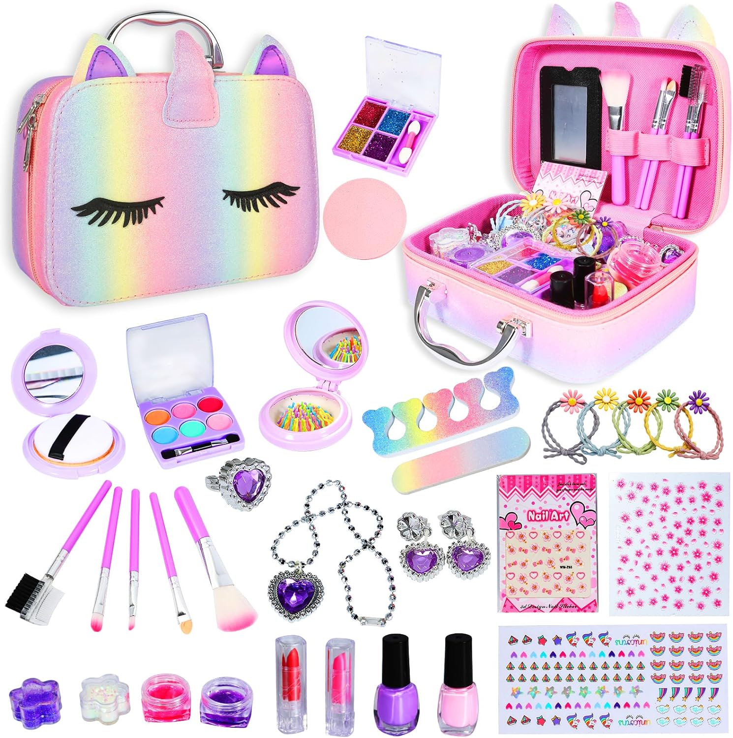 Heißer Verkauf Mädchen Spielzeug Pretend Spielen Kosmetik Sicher Make-Up Spielzeug Set mit Portable Storage Box Make-Up Spielzeug