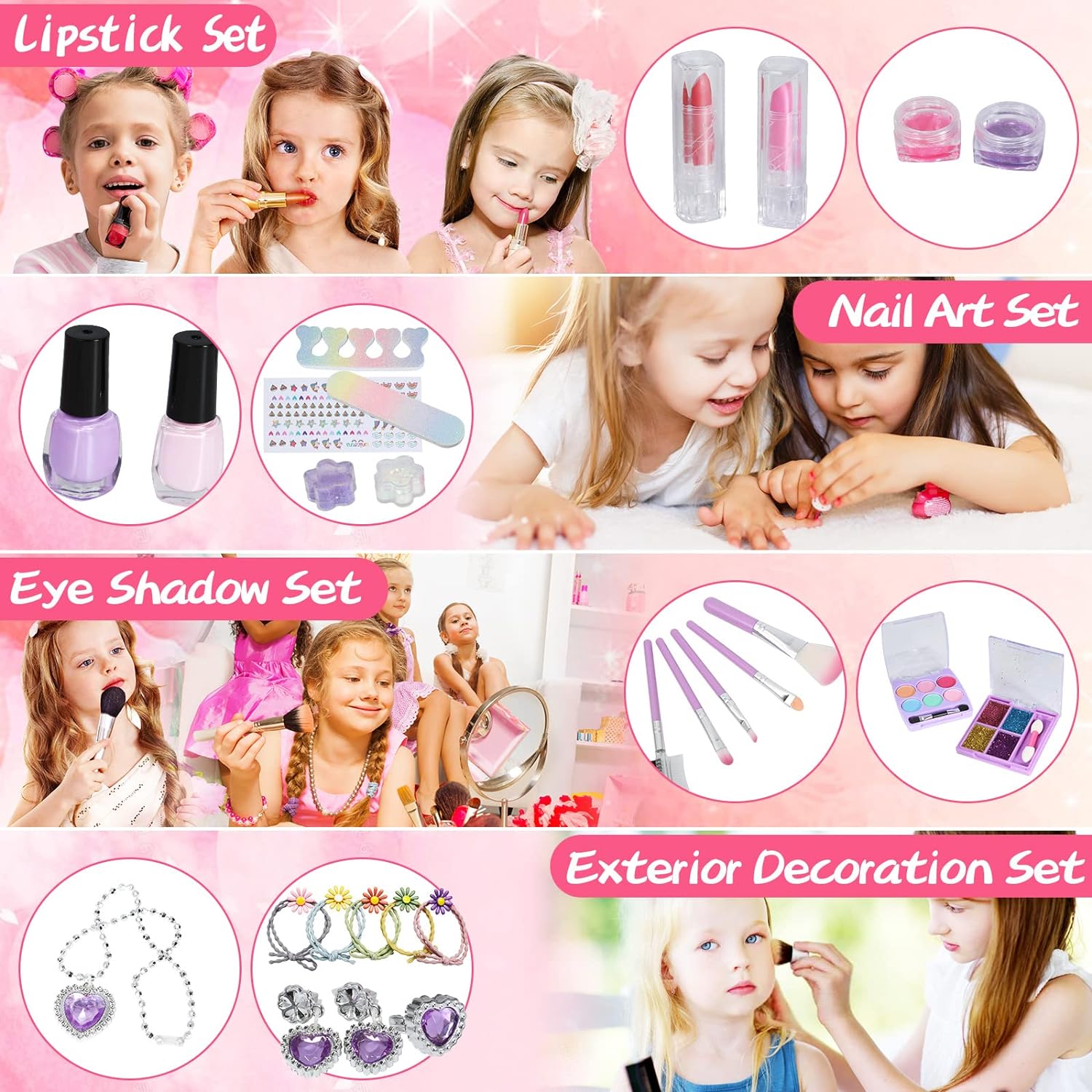 Heißer Verkauf Mädchen Spielzeug Pretend Spielen Kosmetik Sicher Make-Up Spielzeug Set mit Portable Storage Box Make-Up Spielzeug - Bild 2