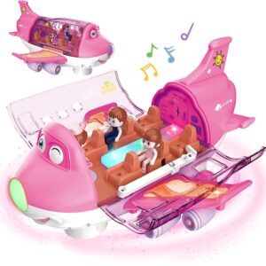 Kids Toddler Toy Plane LED Flashing Lights And Sounds Vehicles Die Cast Airplane 360 Rotating Electric Toy Plane
