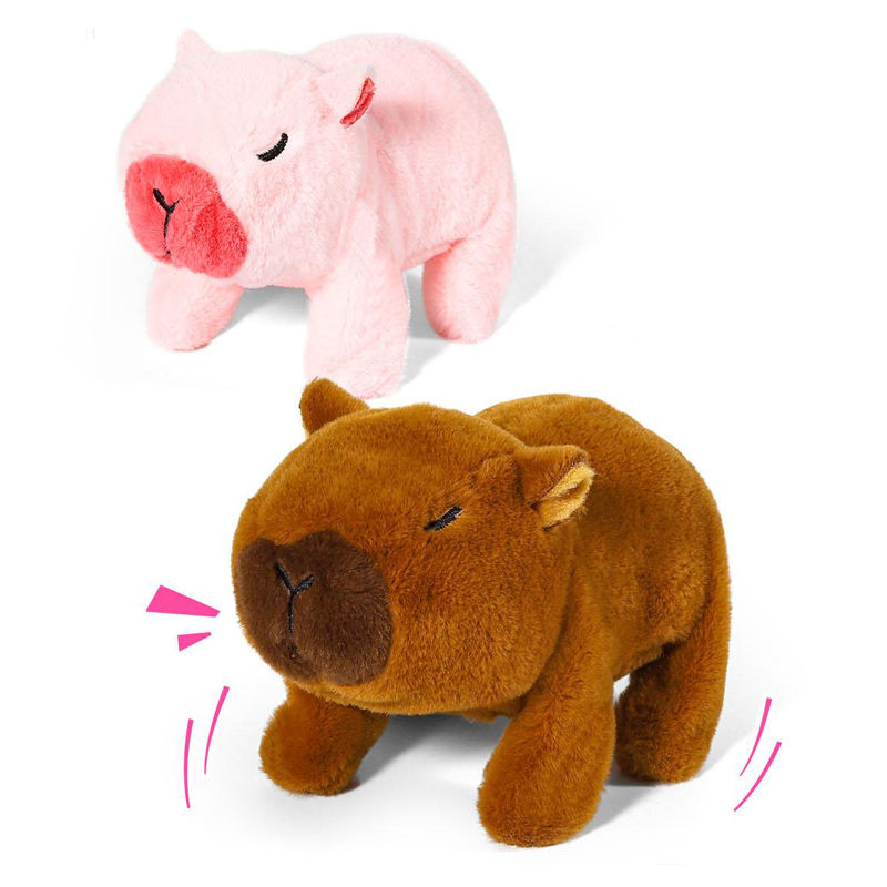 Nova capivara animal de pelúcia andando latindo com fingir jogar acessórios brinquedos de pelúcia eletrônicos para crianças - Imagem 3