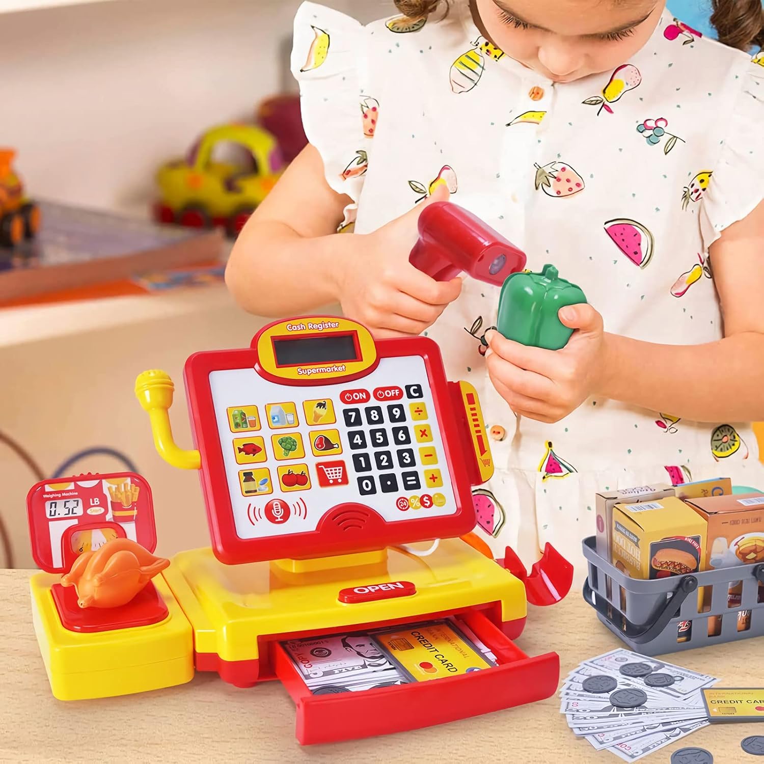 Cashier Toy Shopping Pretend Play Money Machine Supermarket Cash Register Toy For Kid Birthday Christmas Gifts - Image 3