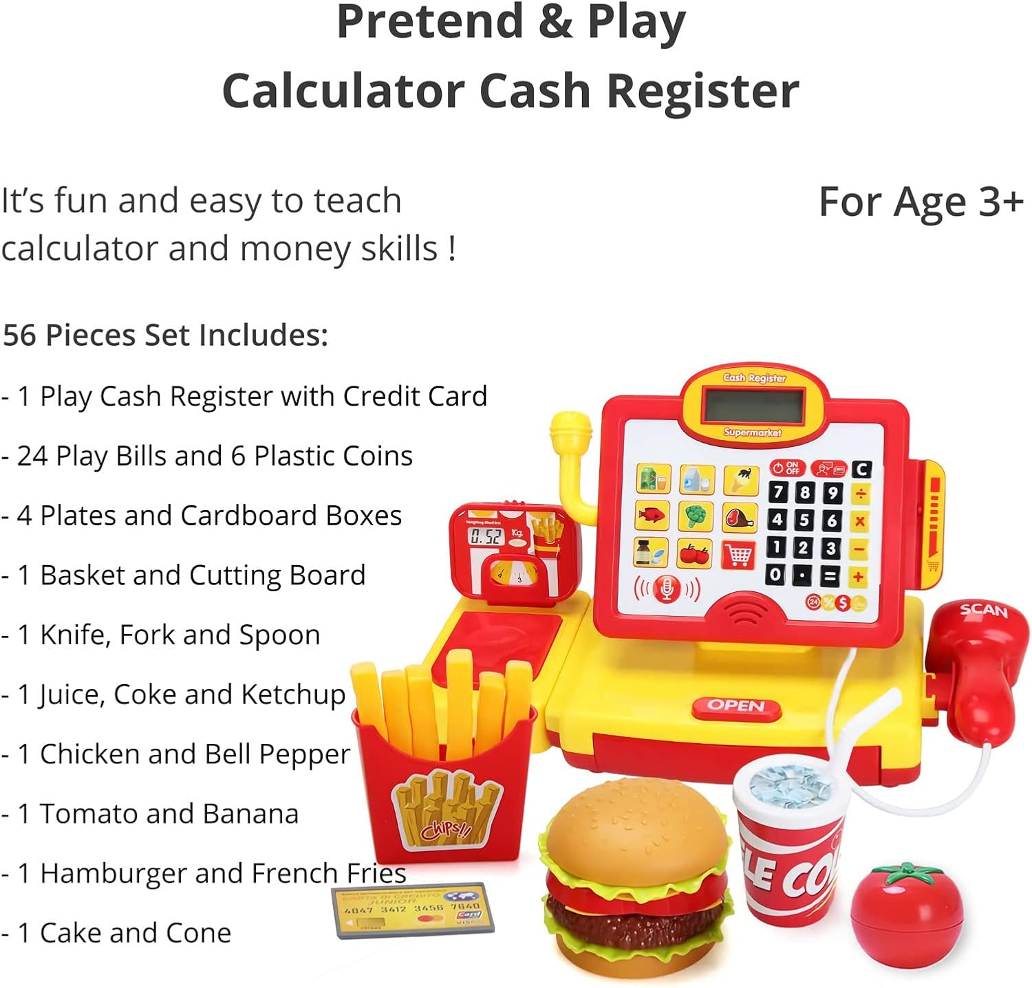 Cashier Toy Shopping Pretend Play Money Machine Supermarket Cash Register Toy For Kid Birthday Christmas Gifts - Image 5