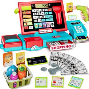 Registrierkassen-Spielzeug, Simulation, Einkaufsspielzeug, Geschenke mit elektronischen Geräuschen, lustiges Indoor-Rollenspielhaus-Spielzeug für Kinder