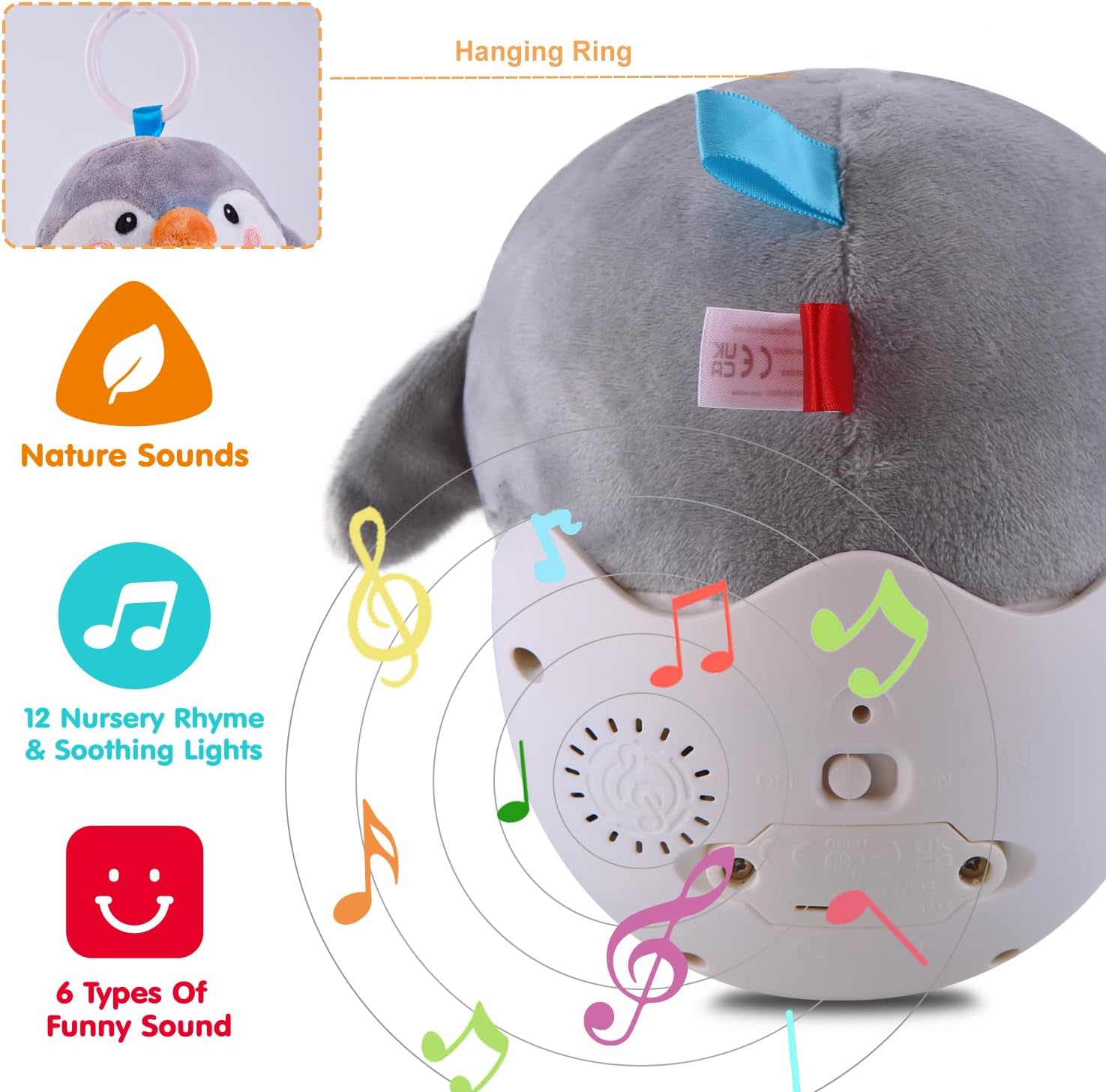 Educational Cartoon Penguin Soft Soothe Swing Stuffed Animal Toys Musical Baby Plush Toys for Newborn Gift - Bild 2