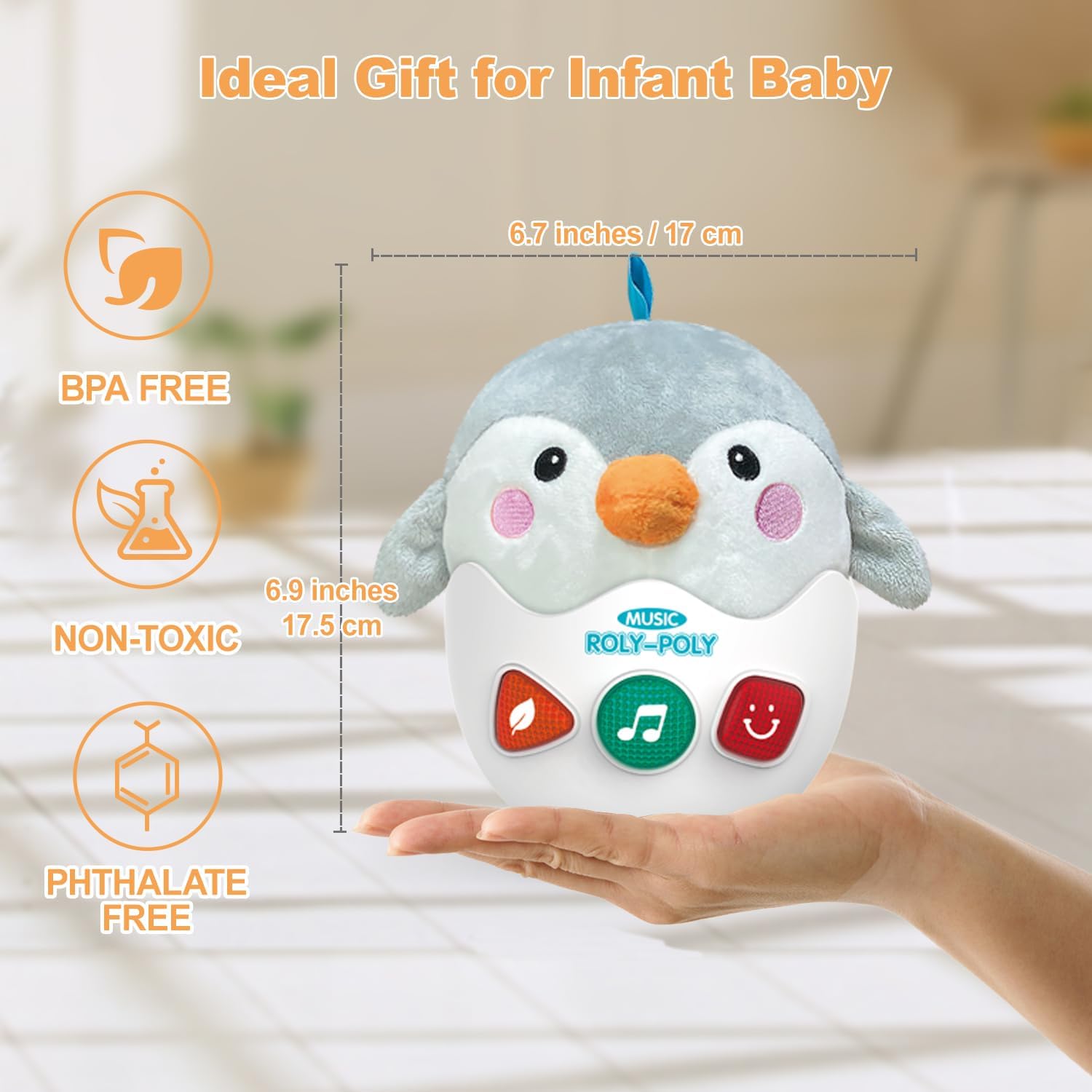 Educational Cartoon Penguin Soft Soothe Swing Stuffed Animal Toys Musical Baby Plush Toys for Newborn Gift - Bild 6