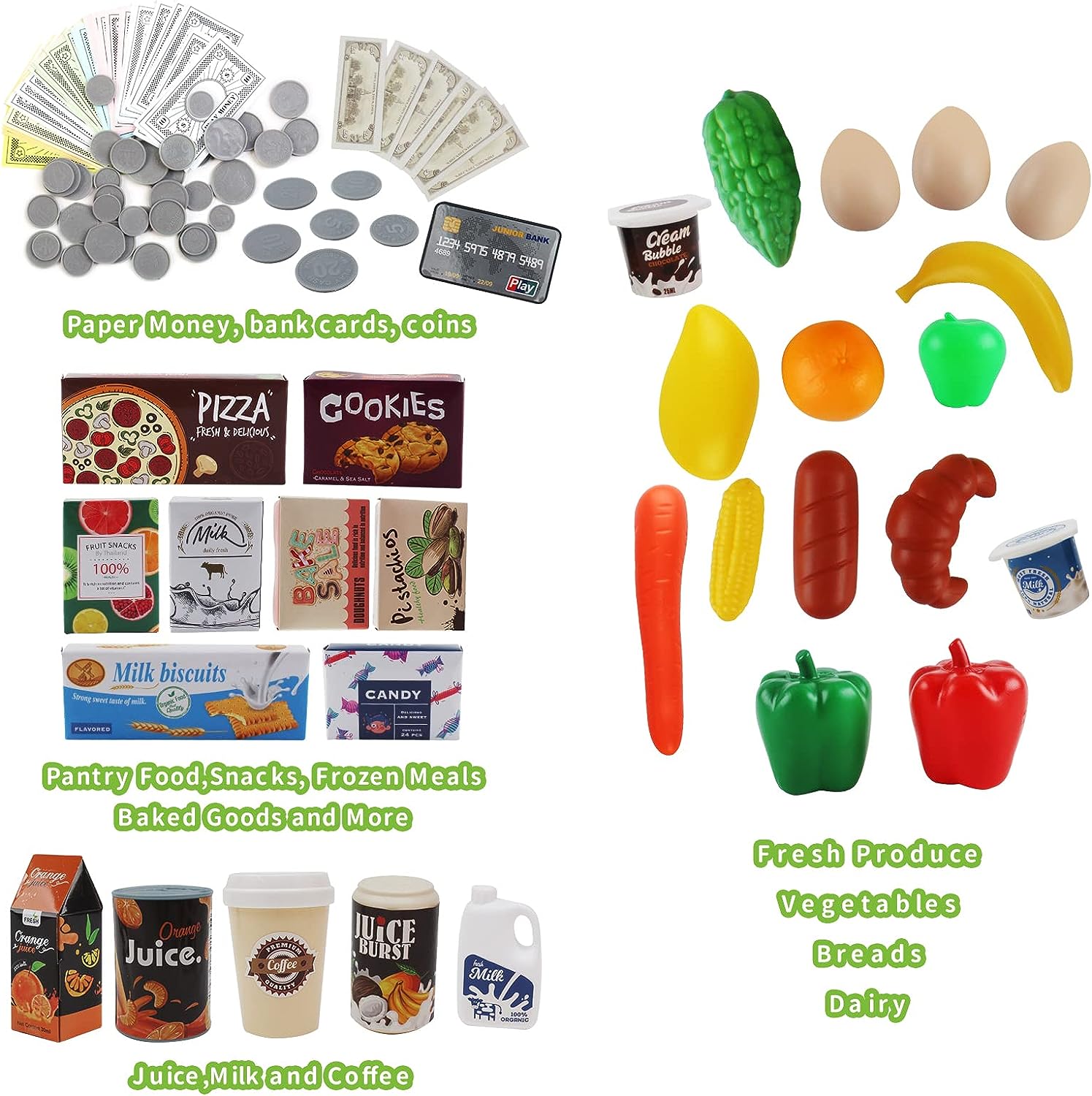 Grocery Toys Mini Trolly Shopping Basket Supermarket Cashier Machine Toy Set for Kids - Imagen 5