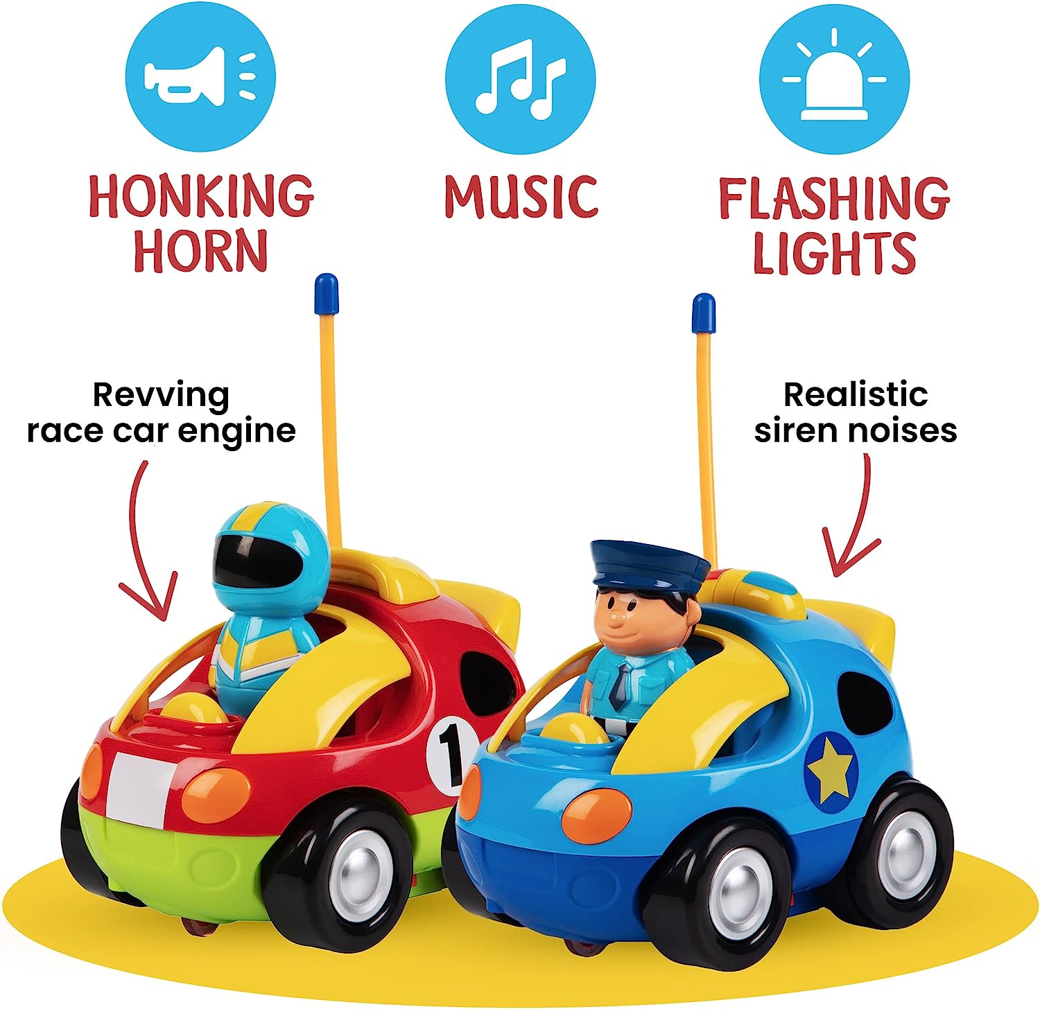 Cartoon Mini Small Remote Control Police Children's Car Toy For Toddler - Bild 3
