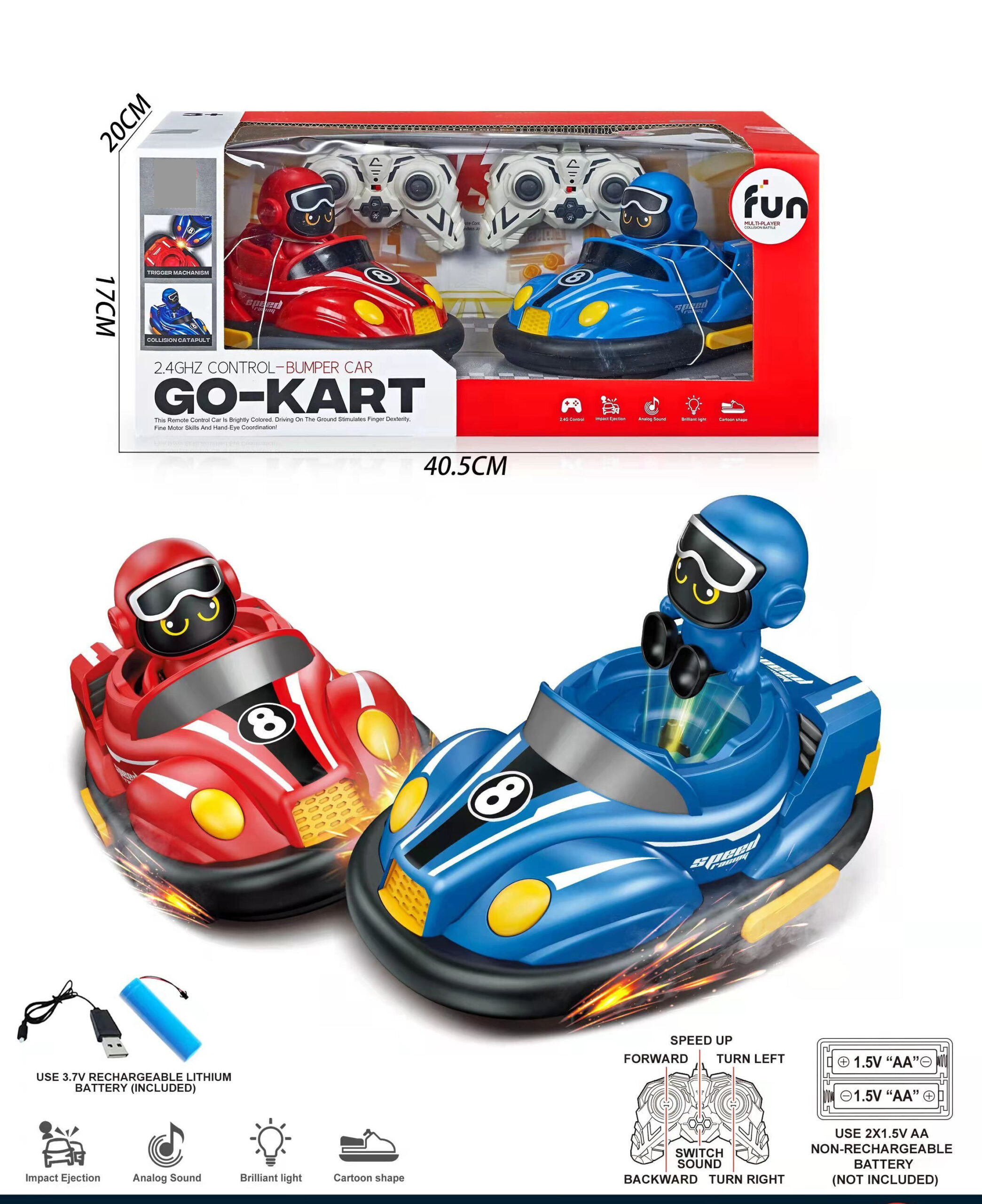 2.4G R/C Car Rc Ejecting Bumper Battle Race Cartoon Toys Remote Control Cars - Imagen 5