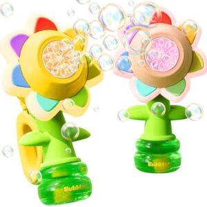Sunflower Bubble Maker Cute Seven Color Spit Model Colorful Electric Power Dancing Flowers Bubble Machine